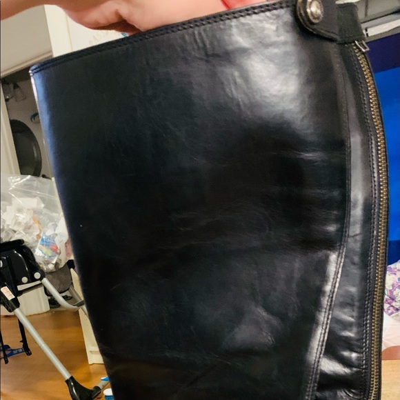 FRYE Melissa Black Stud Zip Back Leather Boots - Picture 9 of 12